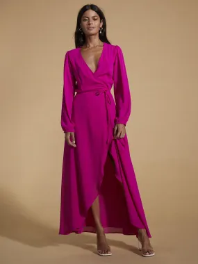 Dancing Leopard Jagger Wrap Maxi Dress - Magenta