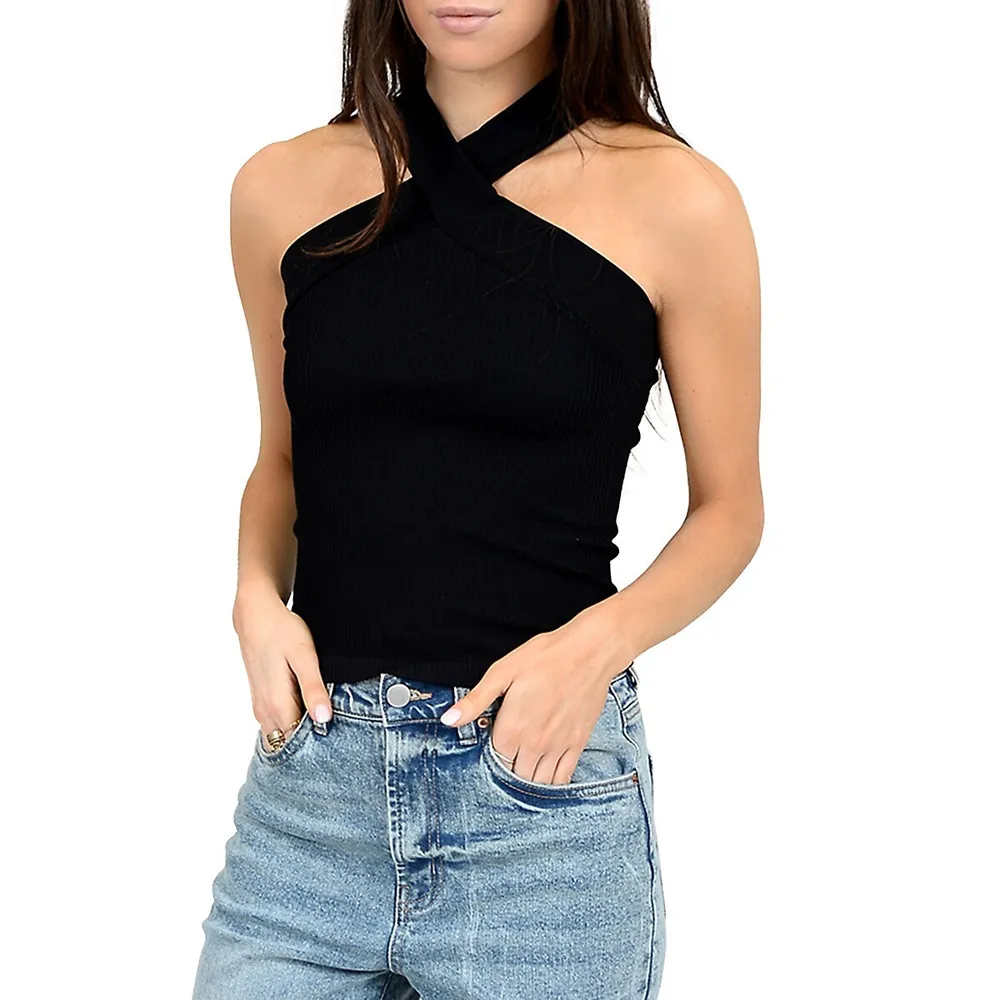 Design Lab Sleeveless Crisscross Strap Top