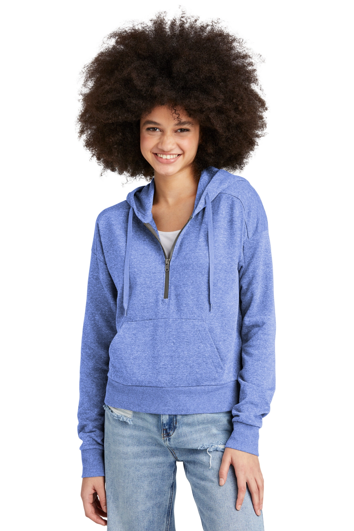 District Clothing DT1311 District   Women's Perfect Tri   Fleece 1/2-Zip Pullover SKU: DT1311