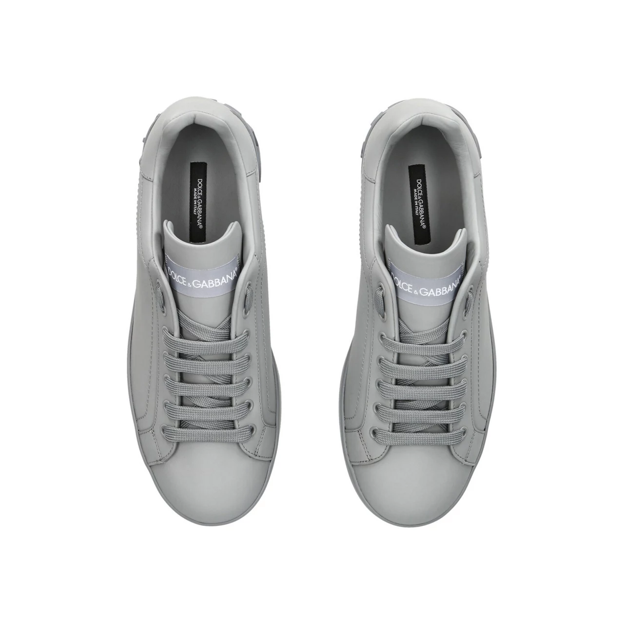 DOLCE & GABBANA Portofino Leather Trainers - Grey