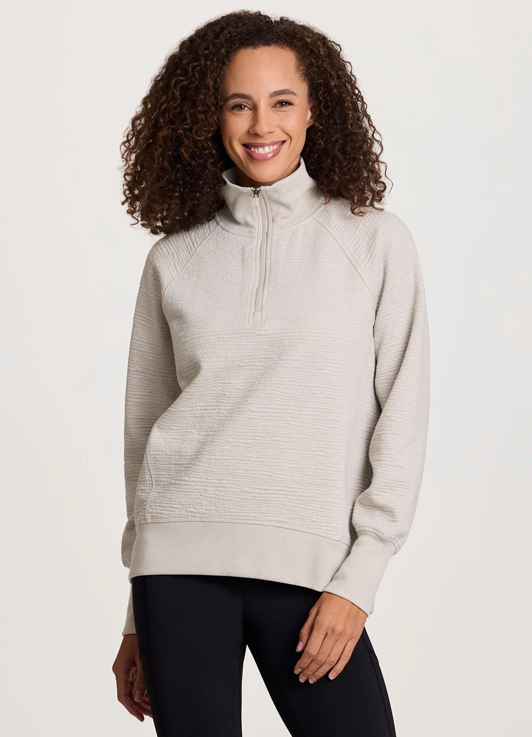 Easy Living Textured 1/4 Zip Pullover