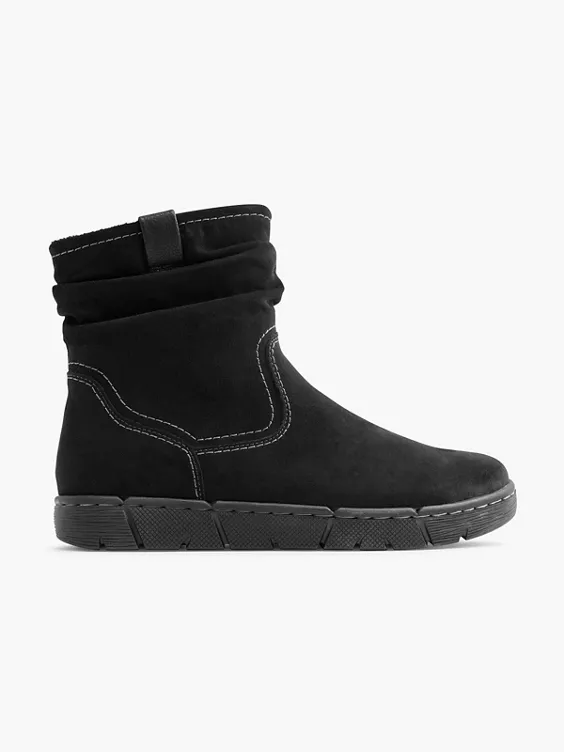 Easy Street Comfort  Black Ruched Ankle Boot