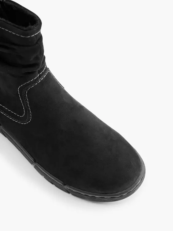 Easy Street Comfort  Black Ruched Ankle Boot