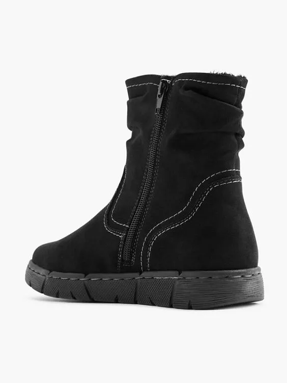 Easy Street Comfort  Black Ruched Ankle Boot