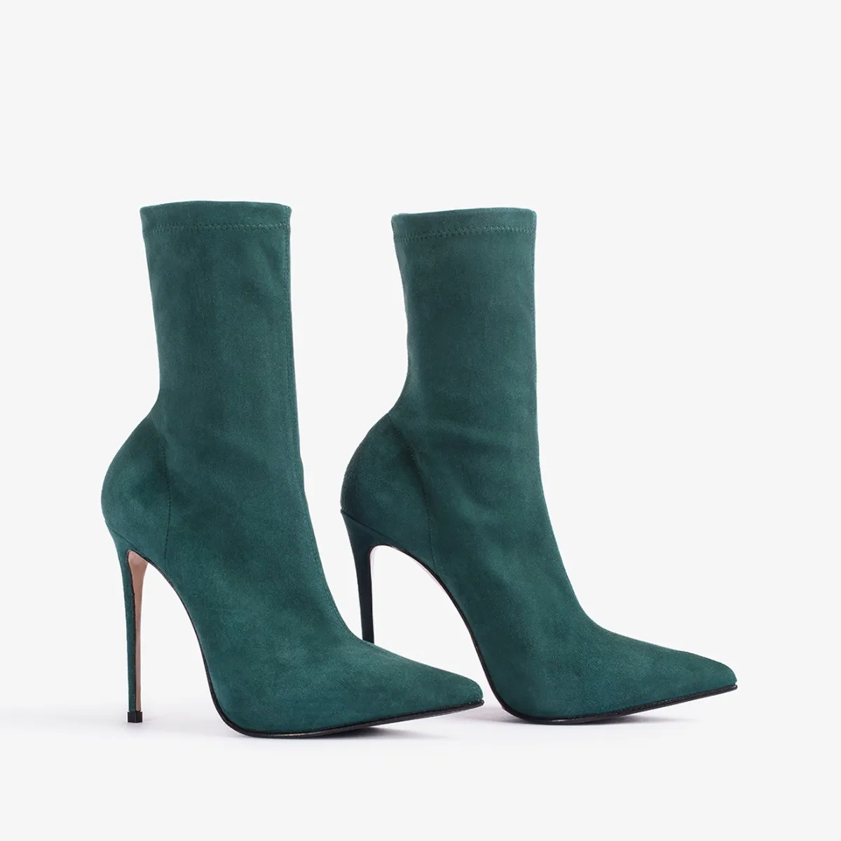 EVA ANKLE BOOT 120 mm Balance green stretch suede ankle boot