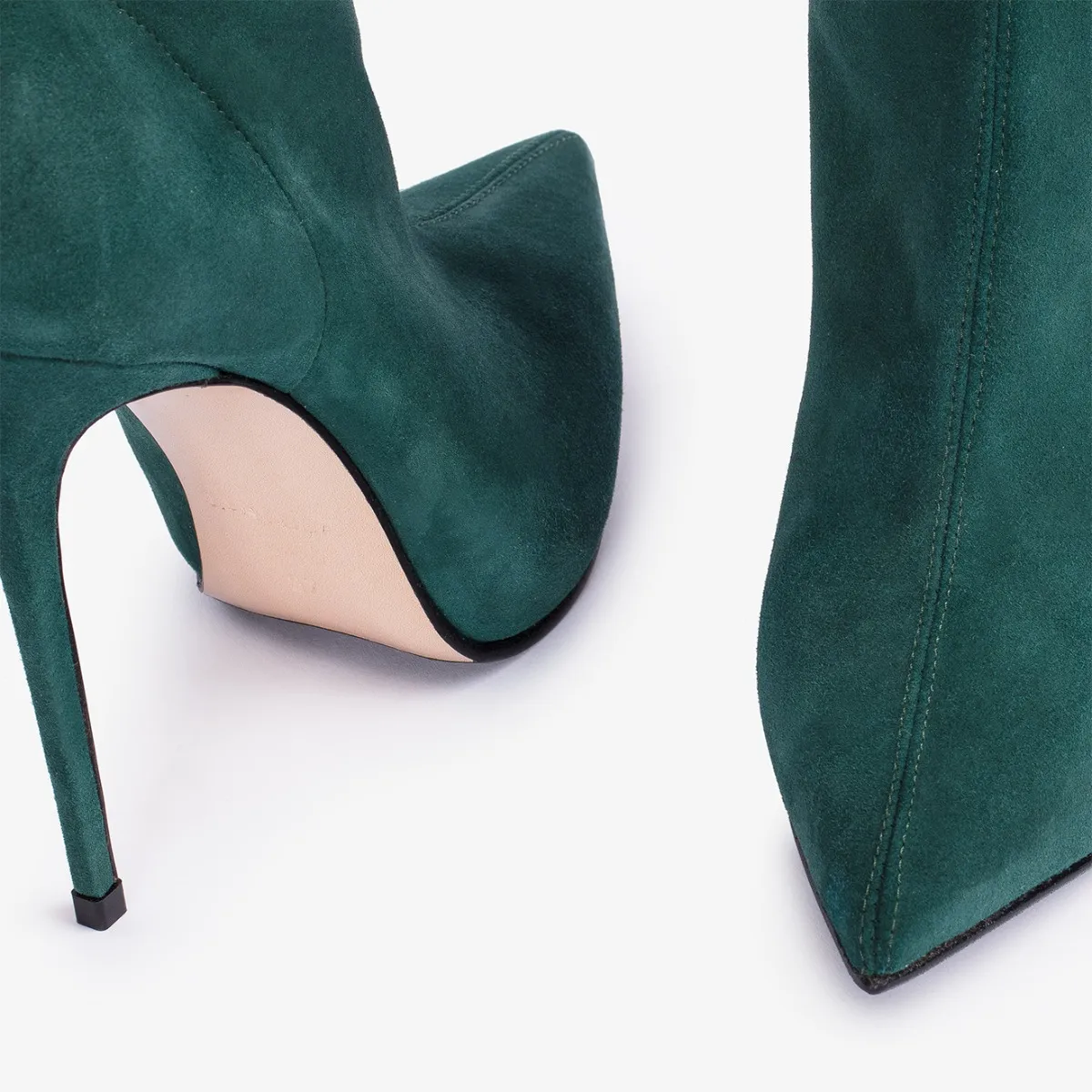 EVA ANKLE BOOT 120 mm Balance green stretch suede ankle boot