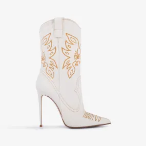 EVA COWBOY ANKLE BOOT 120 mm White denim Western-inspired ankle boot