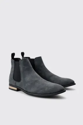 Faux Suede Chelsea Boot In Black | boohooMAN UK