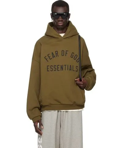 Fear of God Khaki Printed Logo Hoodie