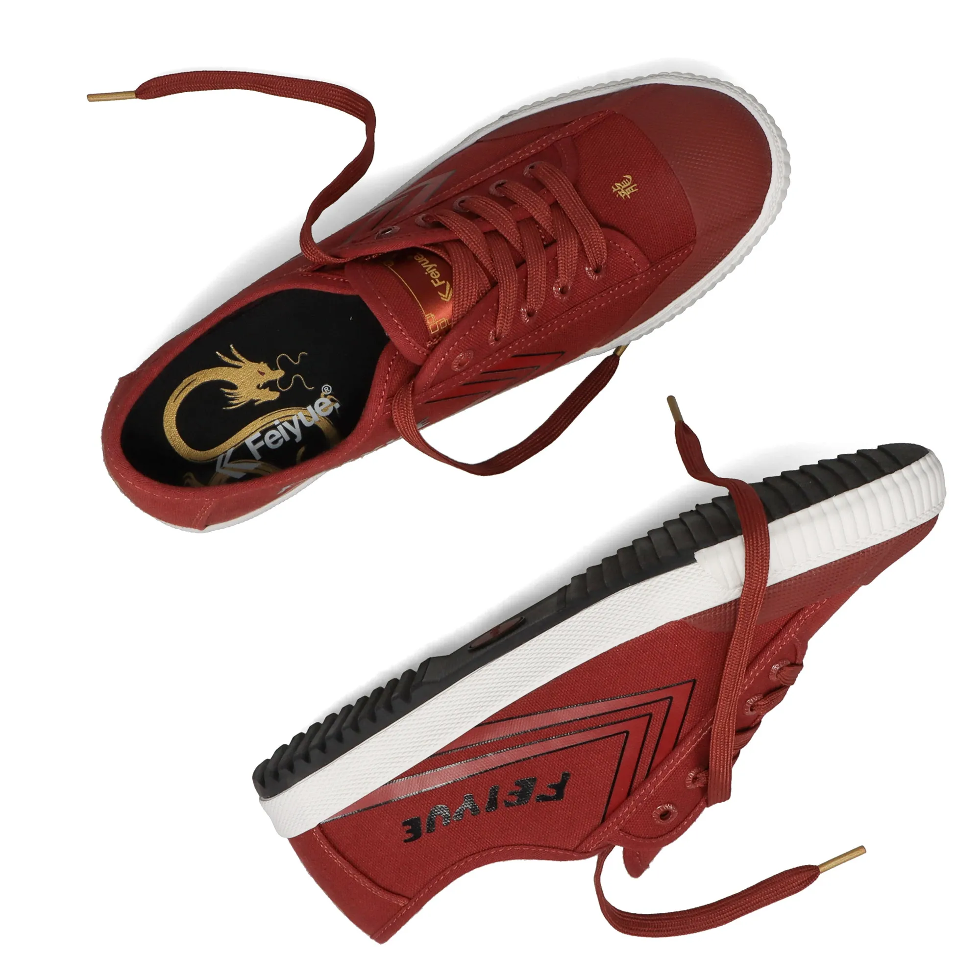 Feiyue Lo 1920 Canvas CNY Trainers - Rosewood/Black/Gold