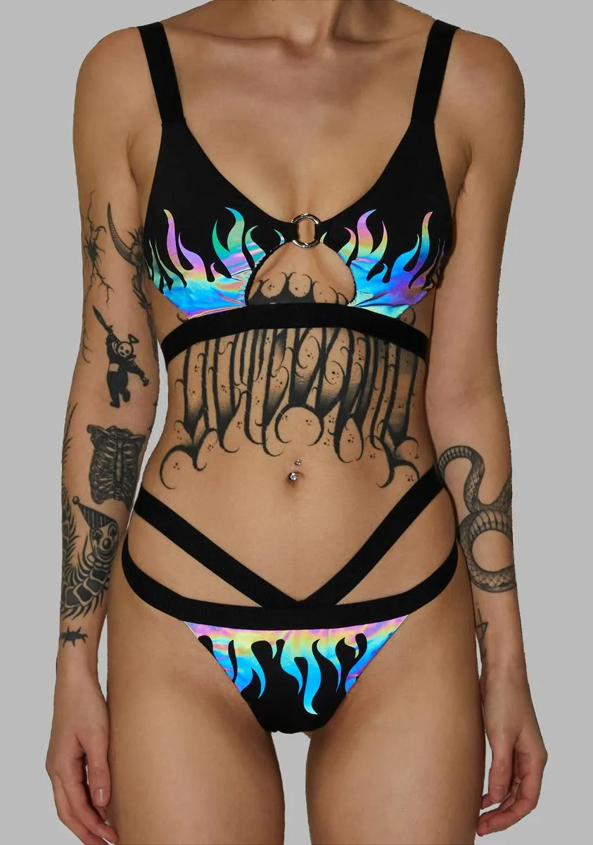 Flames Reflective Bikini Set-