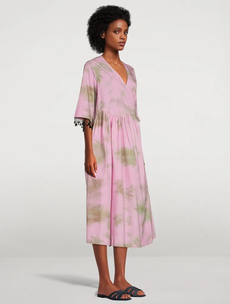 GANNI Re-Cut Printed Cotton Wrap Dress