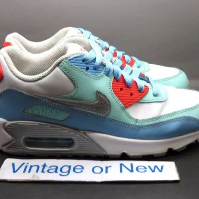 Girls Nike Air Max '90 Lakeside White Teal GS Running 20...