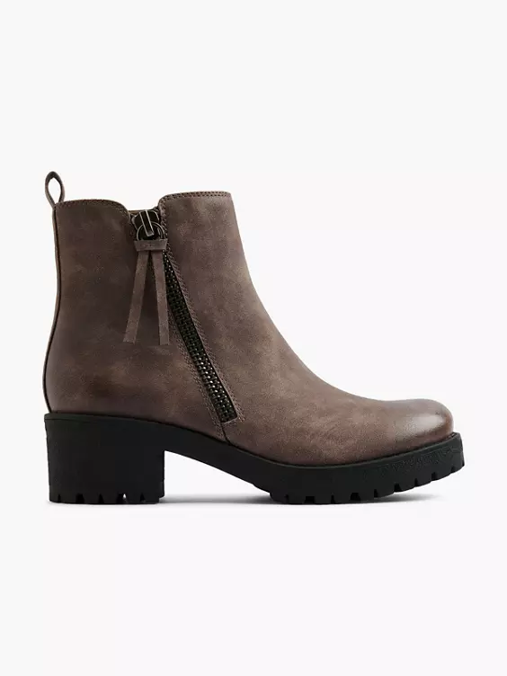 Graceland  Brown Ankle Boot with Zip Pull