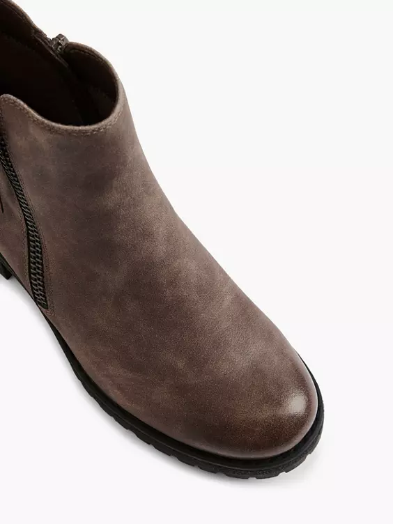 Graceland  Brown Ankle Boot with Zip Pull