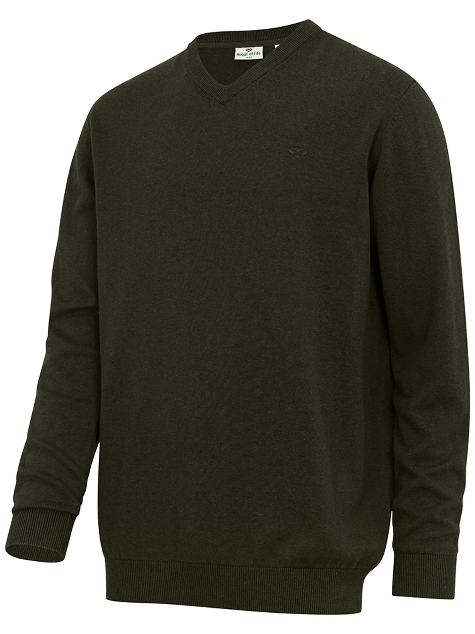 Hoggs of Fife - Stirling II V Neck Mens Jumper - 100% cotton Mens Pullover Long Sleeve