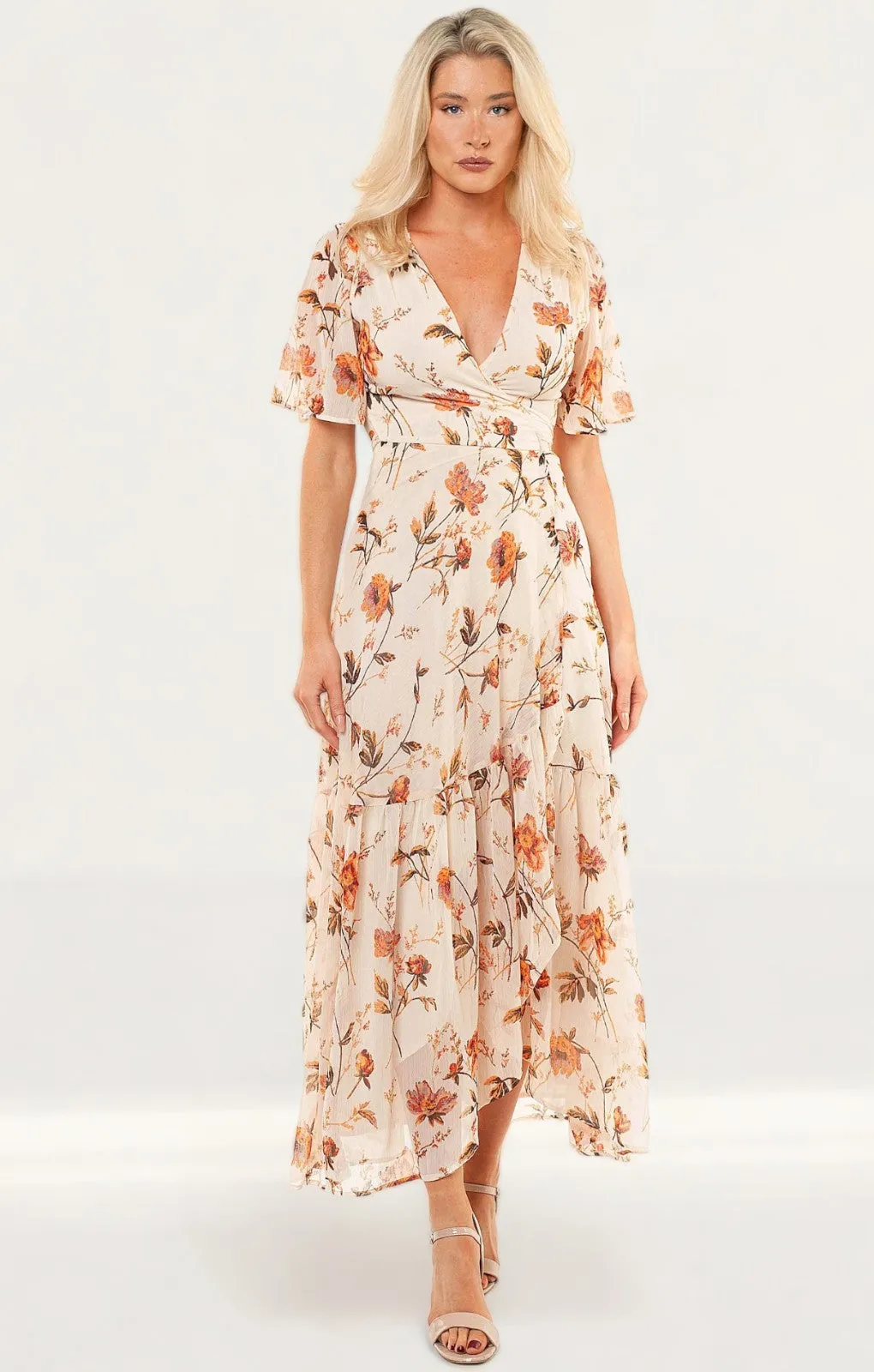 Hope & Ivy Orange Maya Wrap Dress