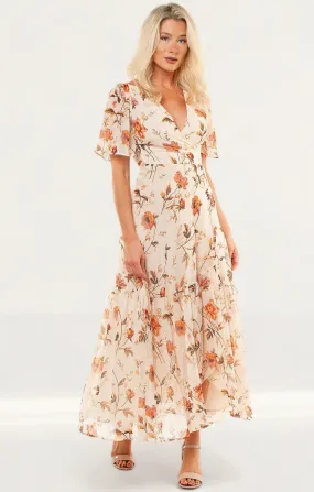 Hope & Ivy Orange Maya Wrap Dress