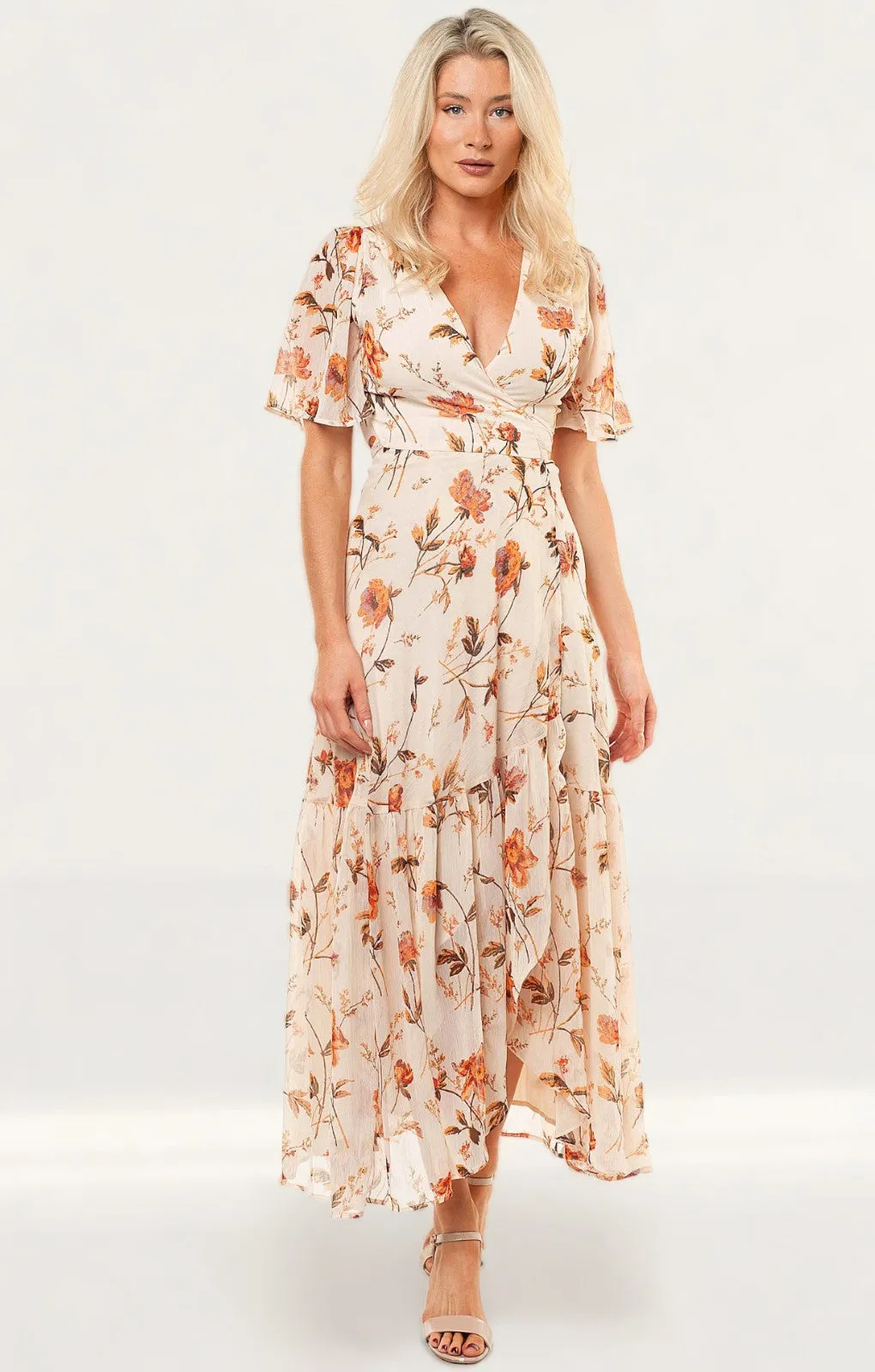 Hope & Ivy Orange Maya Wrap Dress