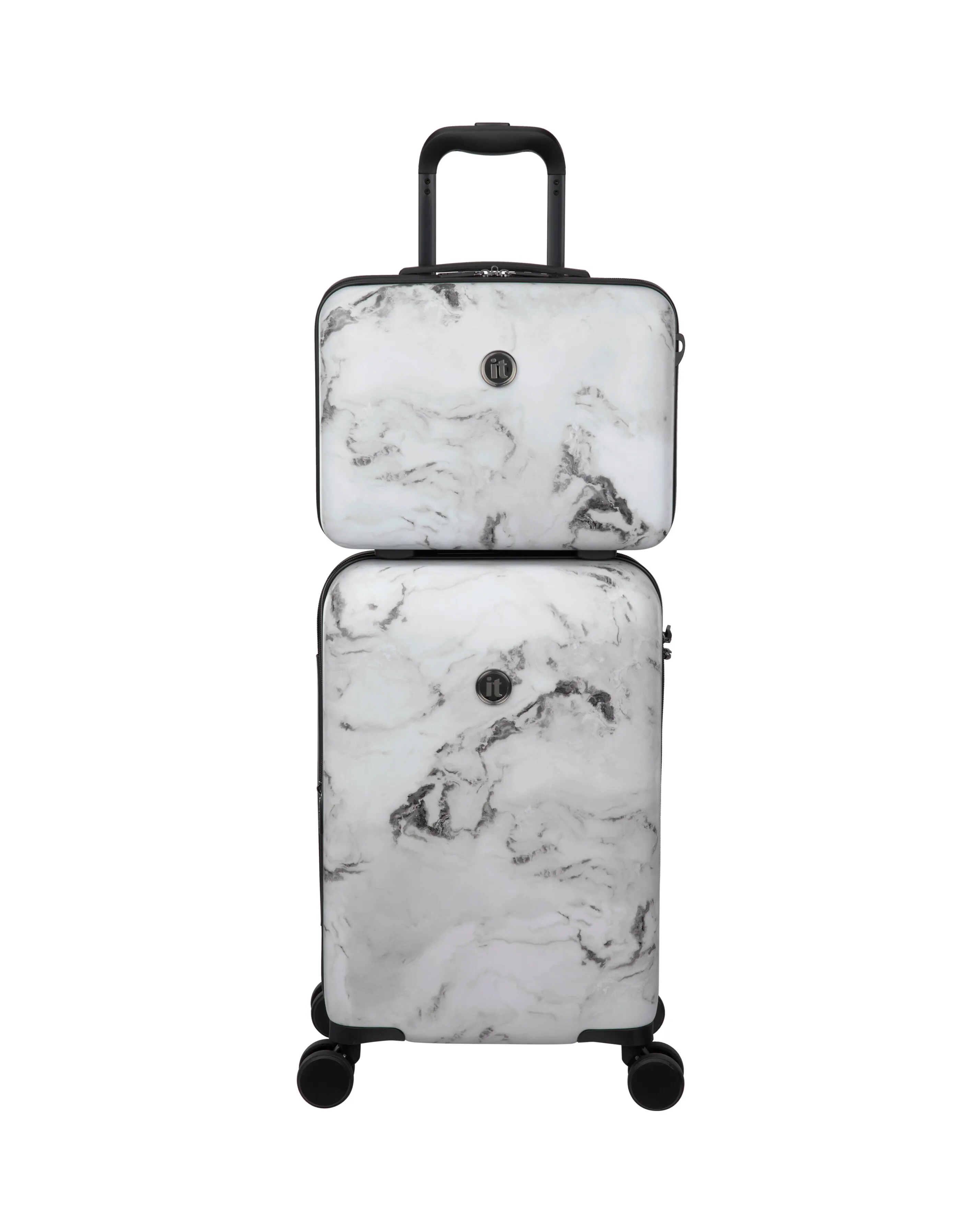 IT Luggage Sheen Greyscale Marble Cabin Suitcase with TSA Lock | Simply Be