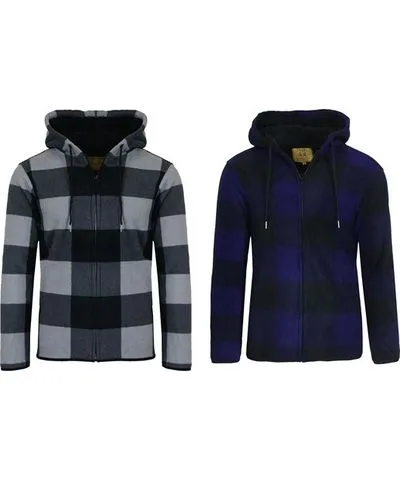 J.Come 2Pk Mens Plaid Hoodie w-Sherpa Lining