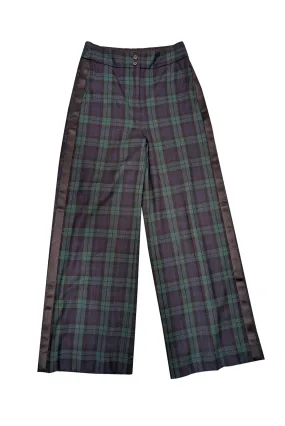 J.Crew - Navy & Green Plaid Wide Leg Pants Sz 2