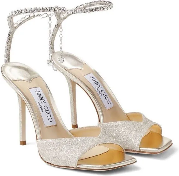 Jimmy Choo 100mm Saeda sandals Gold