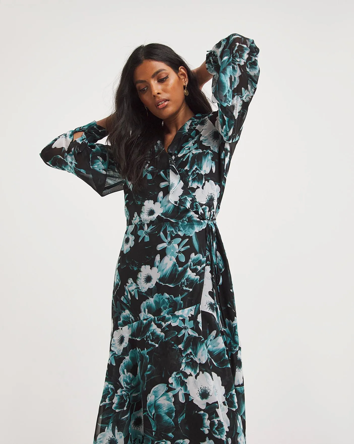 Joanna Hope Printed Wrap Maxi Dress