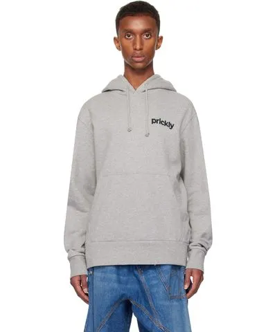 JW Anderson Gray 'Prickly' Slogan Hoodie