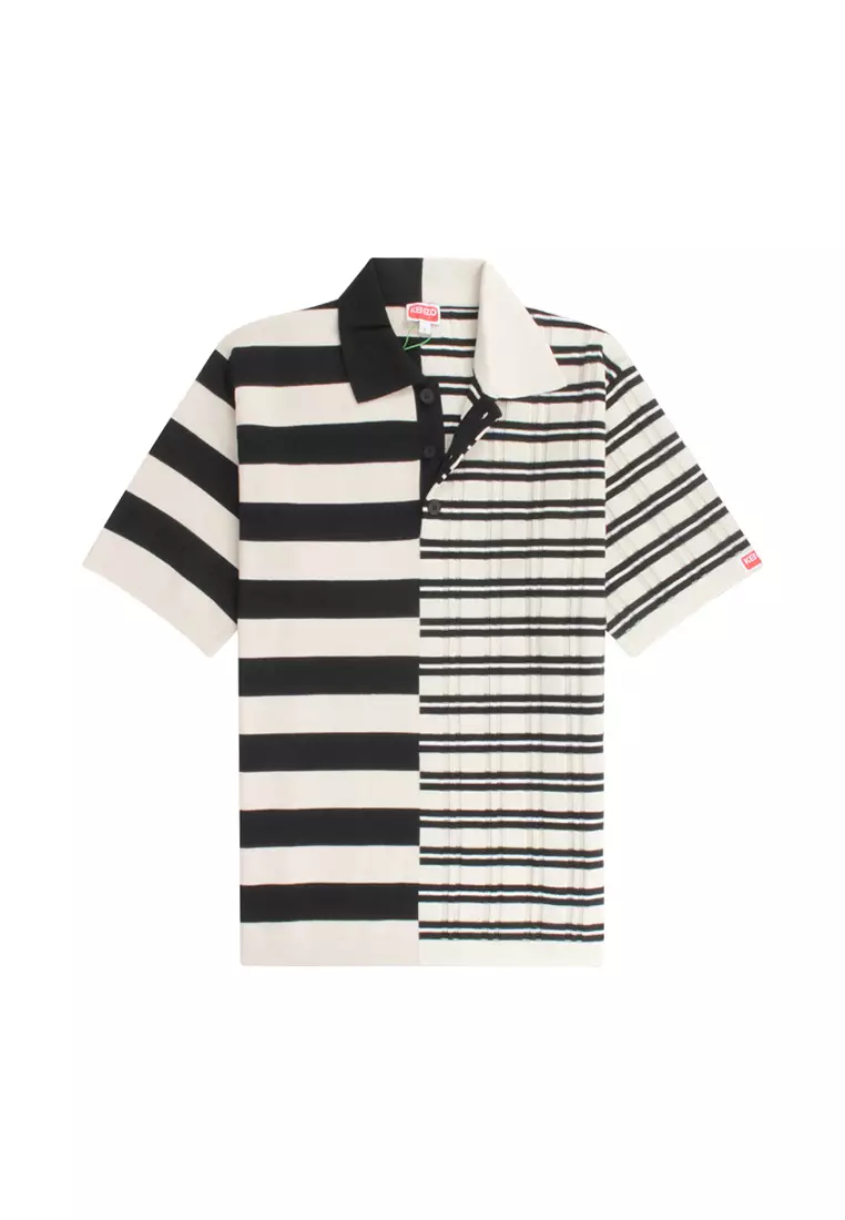 Kenzo KENZO 22FW Boke Men's Stripe Splice Pullover Short Sleeve polo Shirt FC65PU3253CK