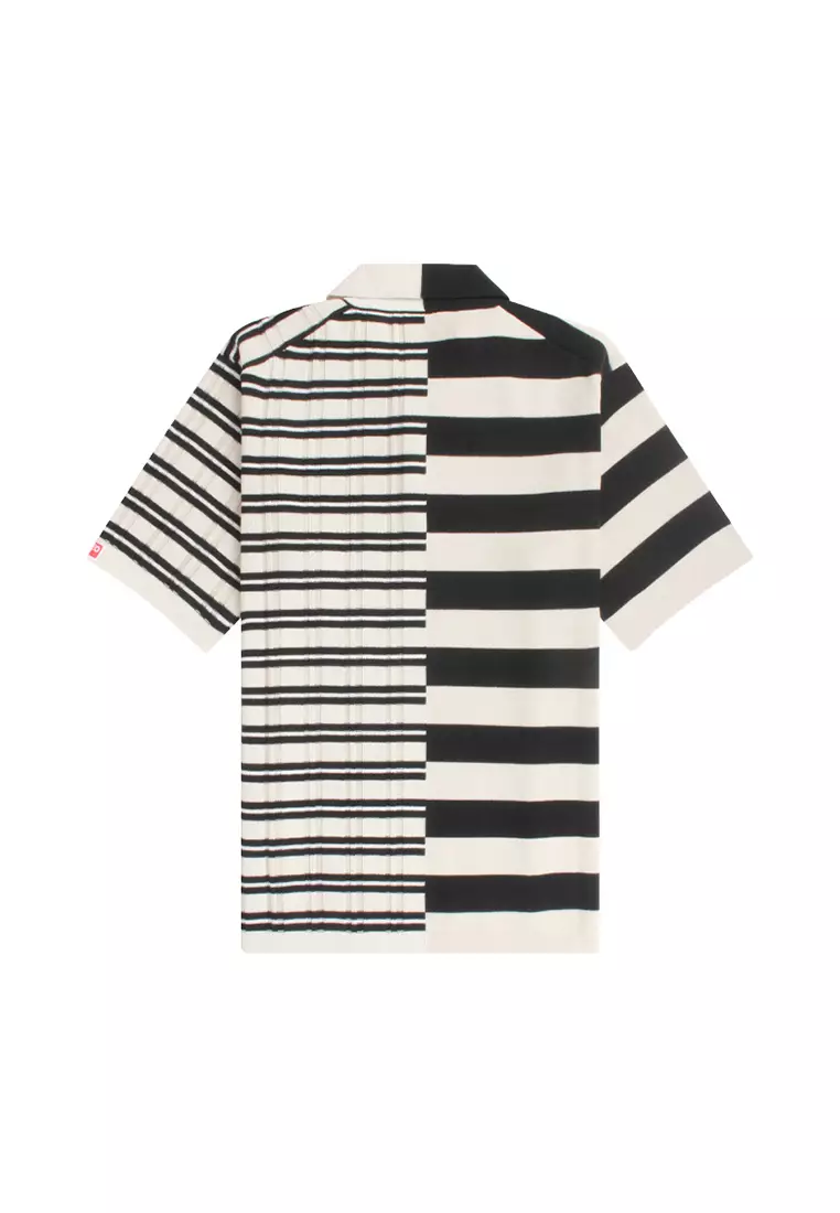 Kenzo KENZO 22FW Boke Men's Stripe Splice Pullover Short Sleeve polo Shirt FC65PU3253CK