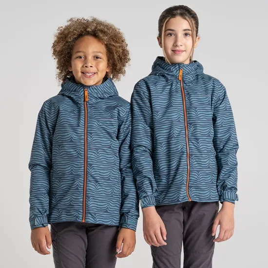 Kid's Rowan Waterproof Jacket - Washed Teal Print | Craghoppers UK