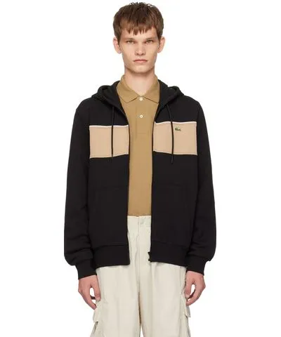 Lacoste Black Zip-Up Colorblock Hoodie