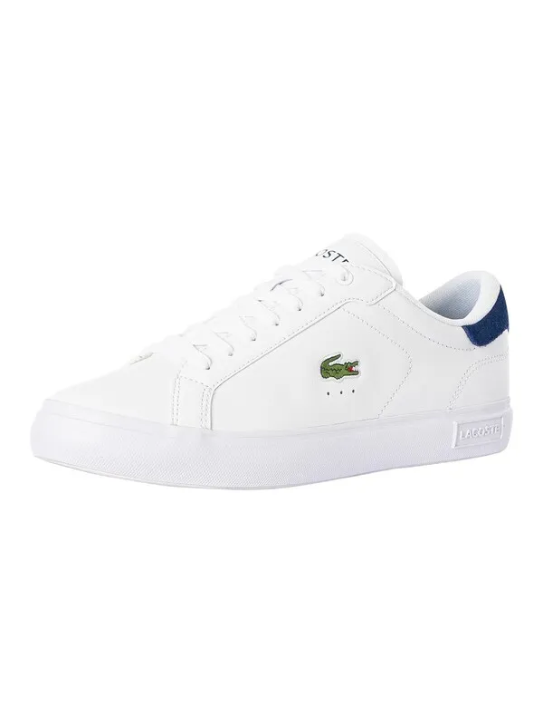 Lacoste Powercourt 224 1 SMA Leather Trainers - White/Navy