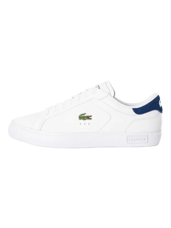 Lacoste Powercourt 224 1 SMA Leather Trainers - White/Navy