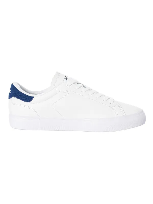 Lacoste Powercourt 224 1 SMA Leather Trainers - White/Navy