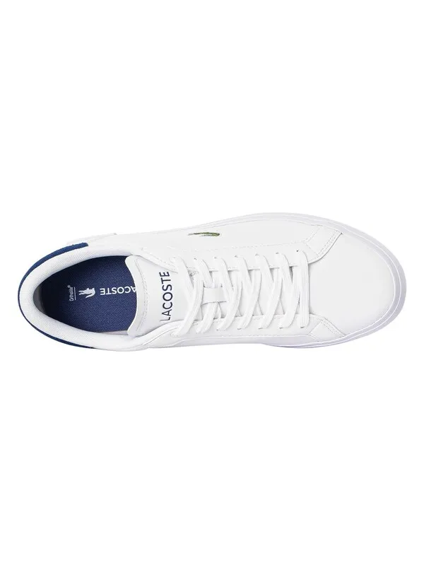 Lacoste Powercourt 224 1 SMA Leather Trainers - White/Navy