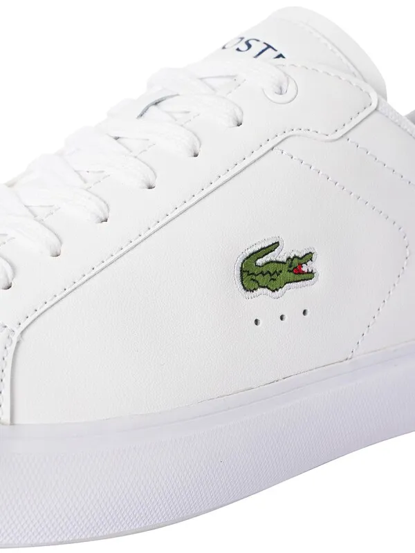 Lacoste Powercourt 224 1 SMA Leather Trainers - White/Navy