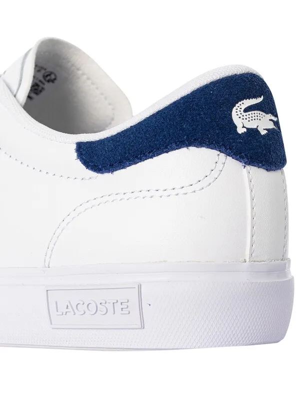 Lacoste Powercourt 224 1 SMA Leather Trainers - White/Navy