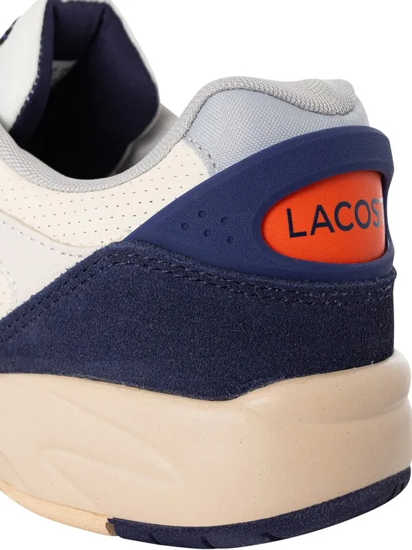 Lacoste Storm 96 LO VTG Leather Trainers - Off White/Blue