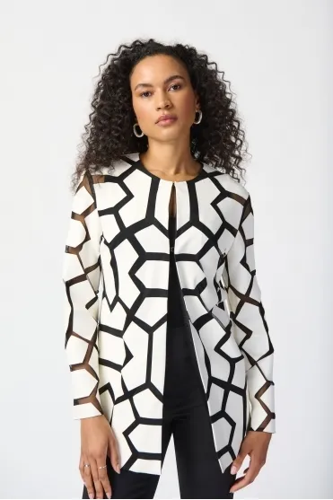 Laser-Cut Leatherette on Mesh Jacket - Black/Vanilla - 241905-1846