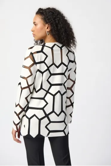 Laser-Cut Leatherette on Mesh Jacket - Black/Vanilla - 241905-1846