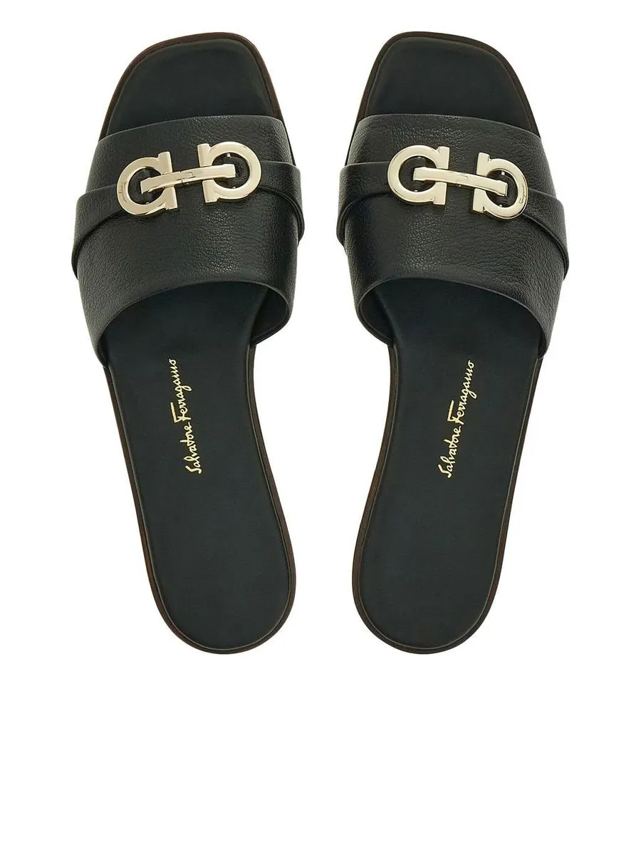 Leather Logo Plaque Sandals