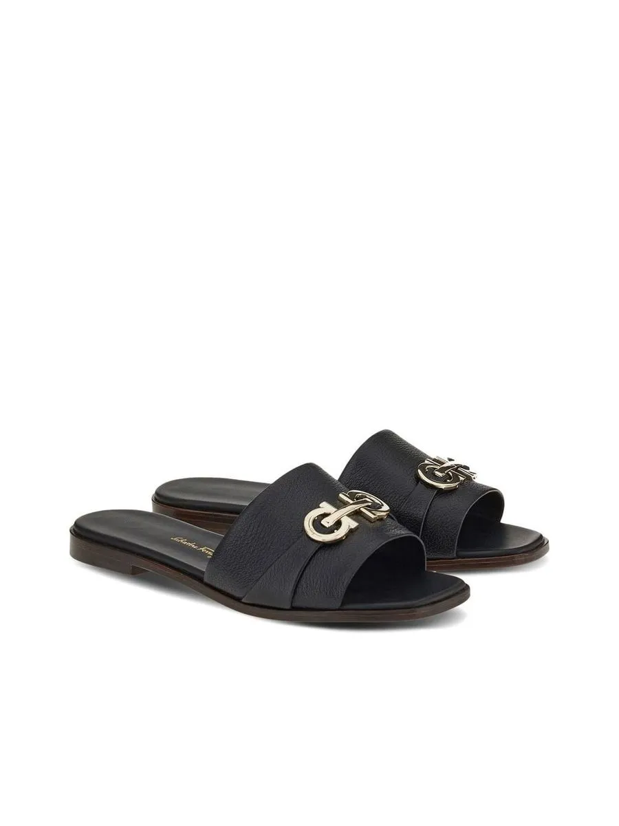 Leather Logo Plaque Sandals