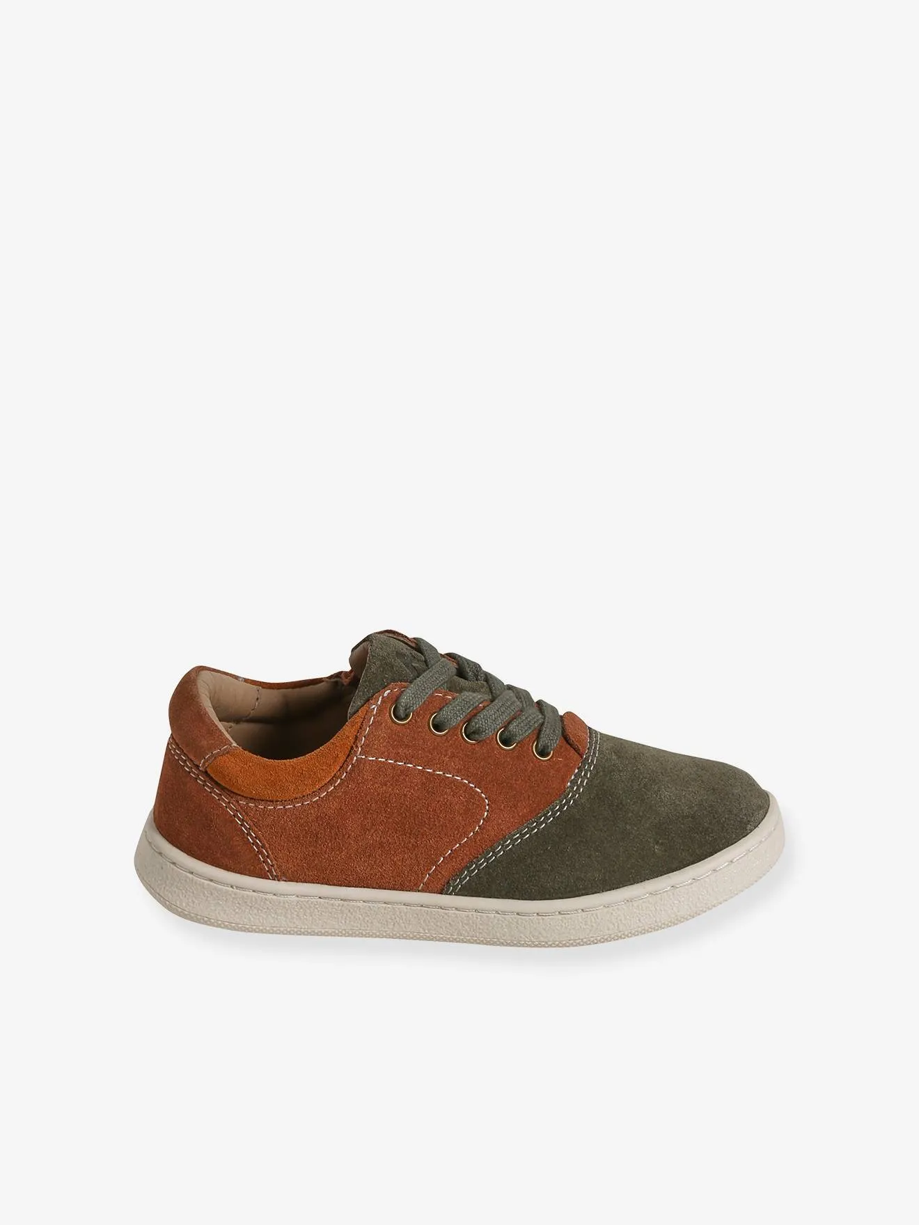 Leather Trainers with Laces for Children, Designed for Autonomy - set brown