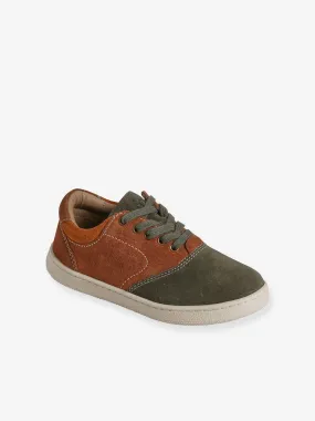 Leather Trainers with Laces for Children, Designed for Autonomy - set brown