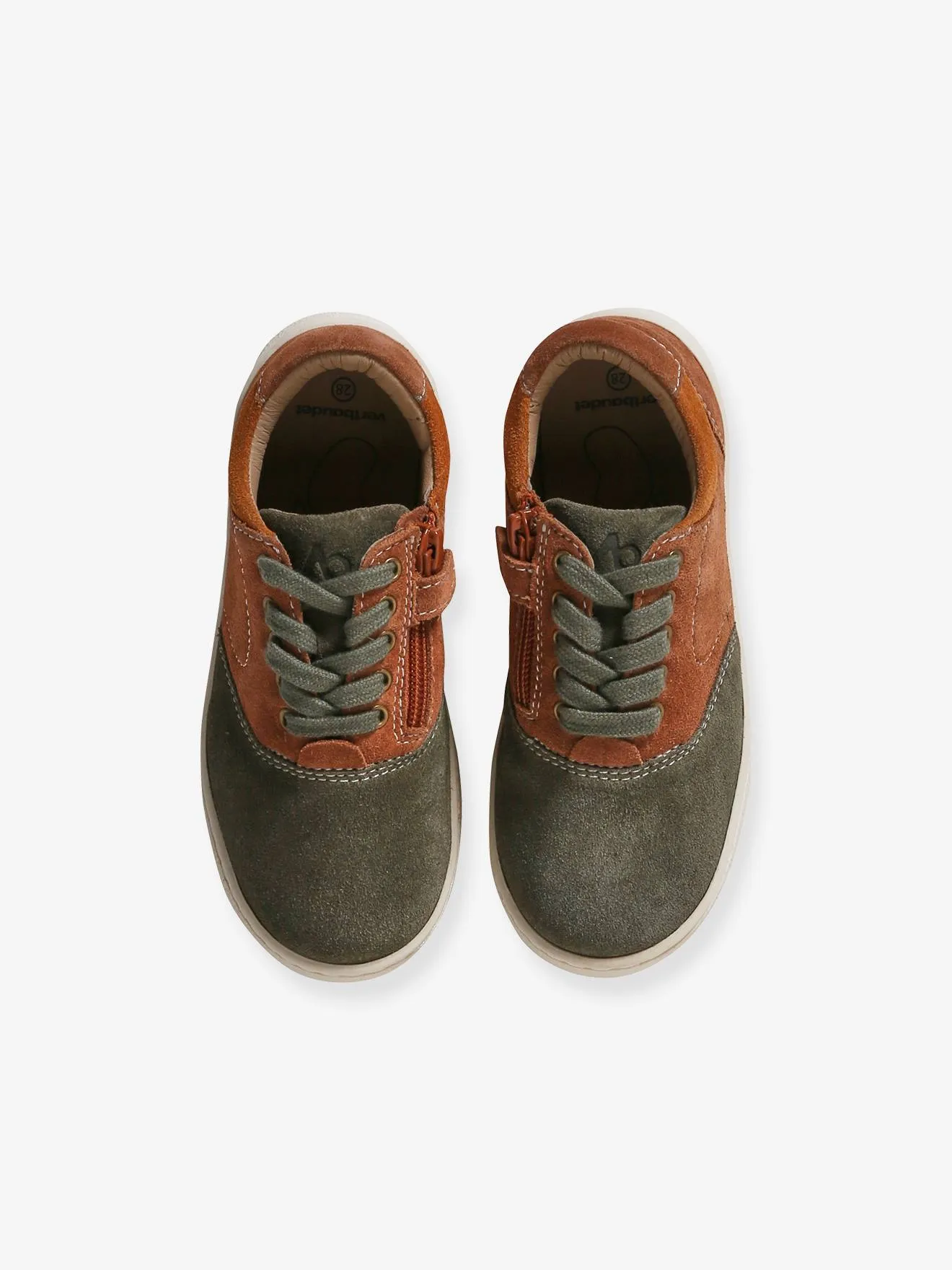 Leather Trainers with Laces for Children, Designed for Autonomy - set brown