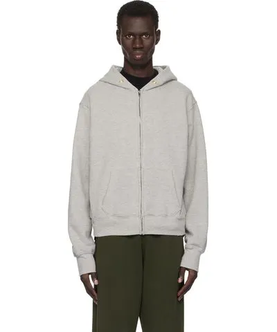 LES TIEN Gray Heavyweight Zip Hoodie