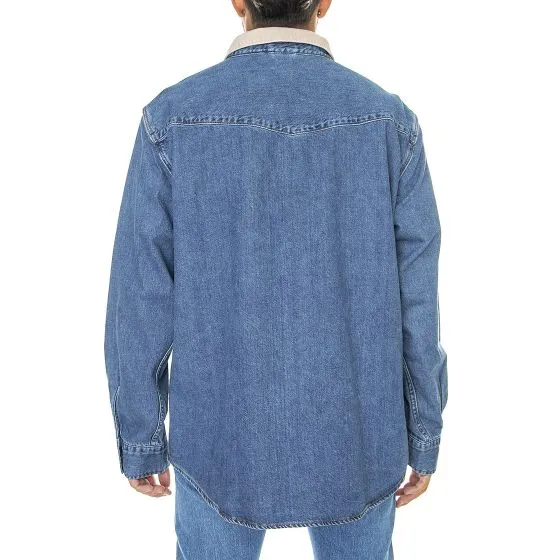 Levis Mens Relaxed Fit Western Z1711 Blue Stone Wash Denim Jeans Shirt