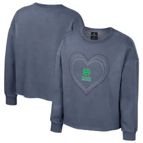 Lids Girls Youth Colosseum Navy Notre Dame Fighting Irish Audrey Washed Fleece Pullover Crewneck Sweatshirt